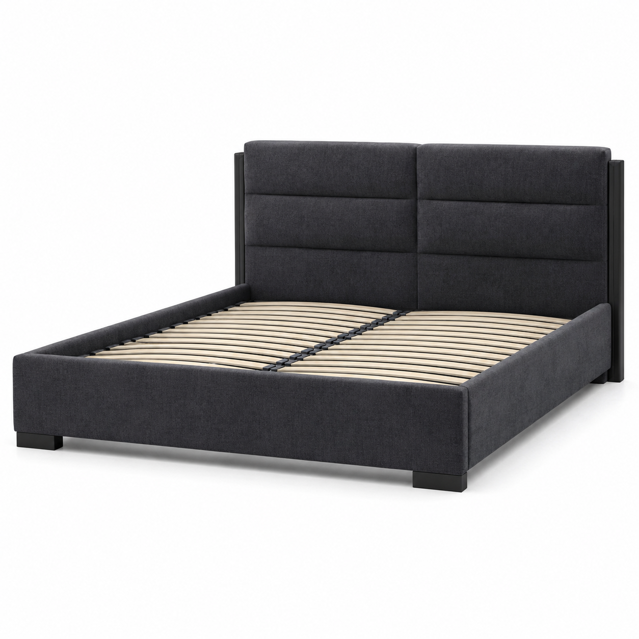 Modernes Doppelbett Anthrazit mit gepolstertem Kopfteil 180x200 cm