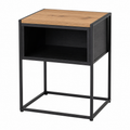 Industrial Nachttisch Schwarz und Eiche mit Metallgestell 40x35x55 cm