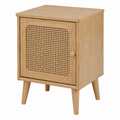 Boho Nachttisch Eiche Hell mit Rattanoptik Front 45x38x55 cm