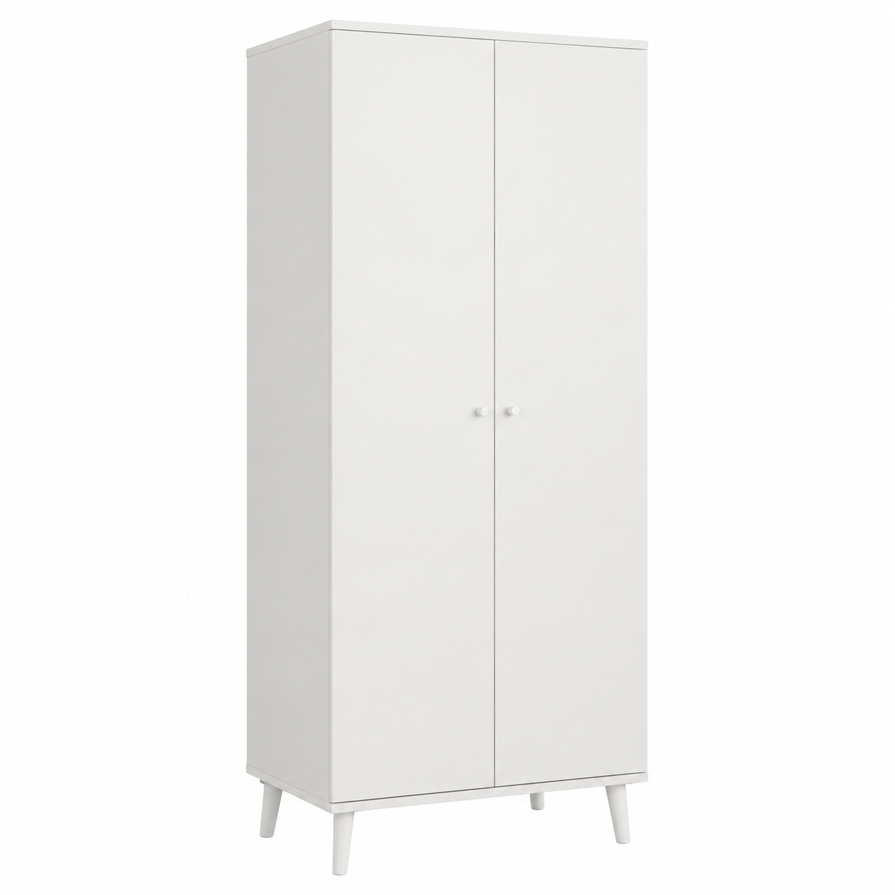 Skandinavischer Kleiderschrank Weiß mit zwei Türen 100x55x200 cm