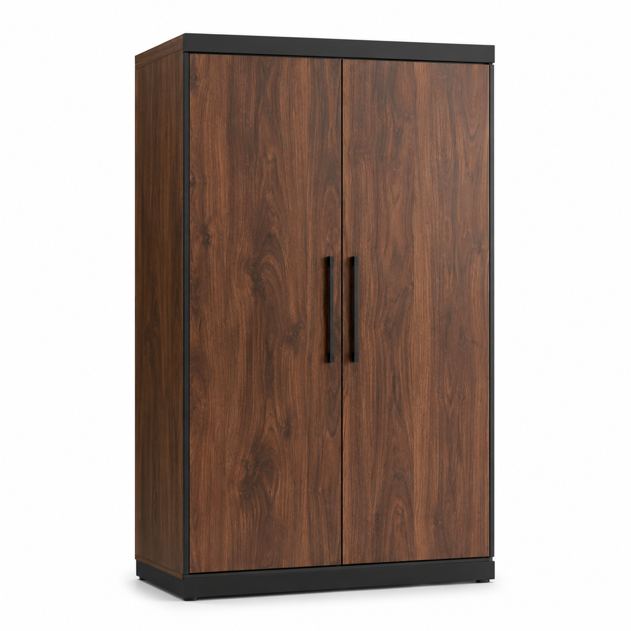 Kleiderschrank Nussbaum und Schwarz mit zwei Türen 120x58x200 cm