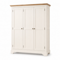 Landhaus Kleiderschrank Cremeweiß mit drei Türen 150x60x205 cm