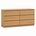 Japandi Kommode Eiche Natur mit sechs Schubladen 140x42x78 cm
