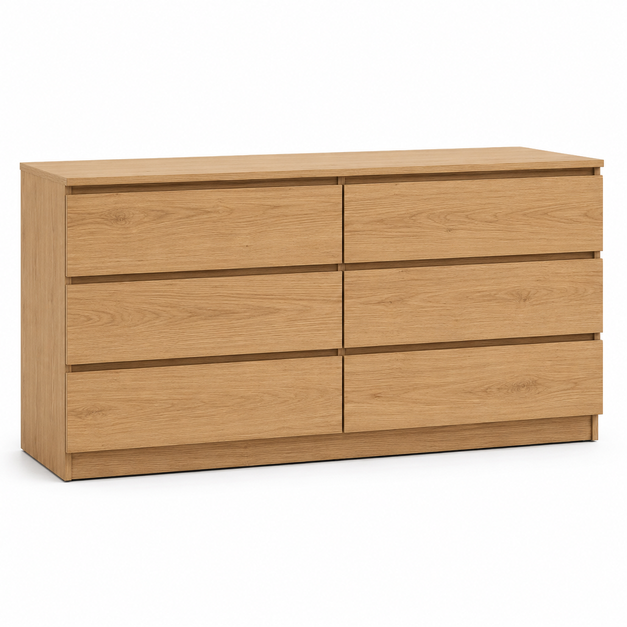Japandi Kommode Eiche Natur mit sechs Schubladen 140x42x78 cm