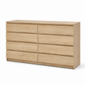 Breite Kommode Eiche Hell mit acht Schubladen 160x42x80 cm