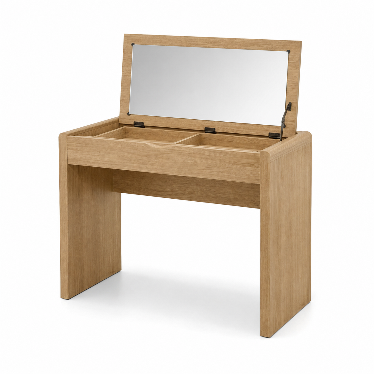 Japandi Schminktisch Eiche Natur mit Klappspiegel 100x45x76 cm