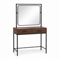Industrial Schminktisch Nussbaum und Schwarz mit Spiegel 100x45x135 cm